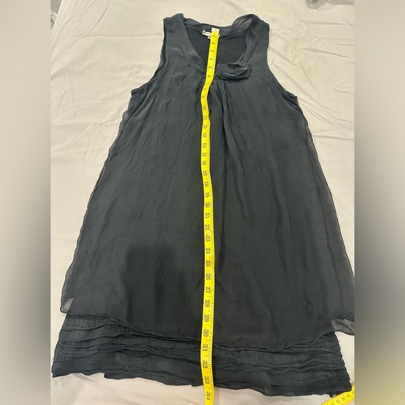 Tempo Paris Black Silk Dress, Made in Italy, Size L - Picture 6 of 8